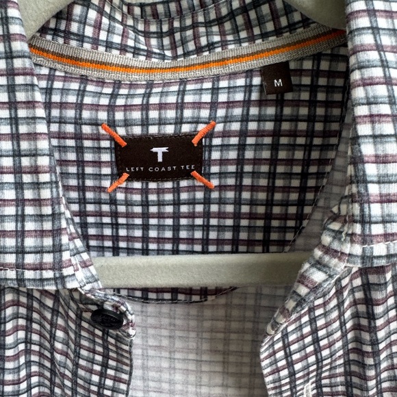 Left Coast Tee Plaid Button Down Mens Shirt Size Medium 100% cotton - Picture 2 of 4